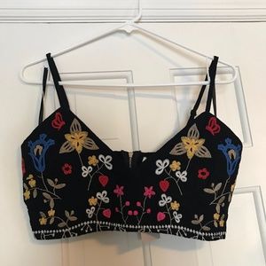 Honey Punch Embroidered Floral Festival Crop Top